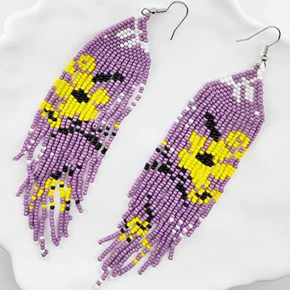 Long 5.5" Japanese Lavender Sakura Blossom Handmade Flower Oversized Earrings - Picture 8 of 8